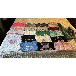 20 Shirts And 2 Zip-up Hooded Sweaters Girls Size 7/8 Bundle